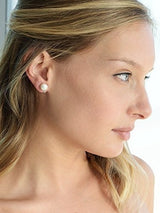 Mariell Freshwater Ivory Pearl Stud Clip En Pendientes Para