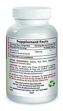 Best Naturales Dong Quai 530 Mg 180 Cápsulas