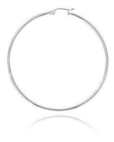 Aretes Tipo Argolla De Plata Esterlina, Pulido, Alto, 1.5