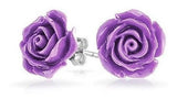 Pendientes De Flores De Color Púrpura Lavanda 3d Craved Para