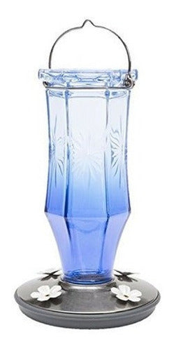 Alimentador de colibrí de cristal vintage con zafiro