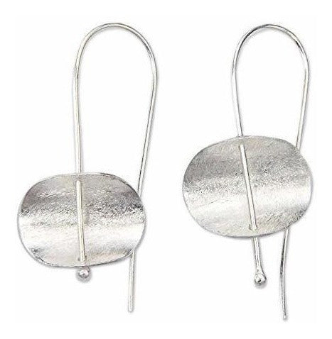 Novica Acabado Satinado Cepillado Redondo 925 Pendientes