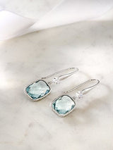 Pendientes Colgantes Simulados De Aguamarina En Plata