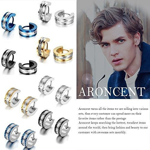 Juego de aretes con bisagras de aro pequeño para hombre