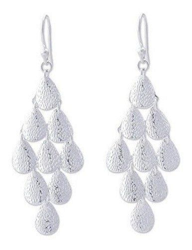 Pendientes Largos De Plata De Ley, 'lluvia