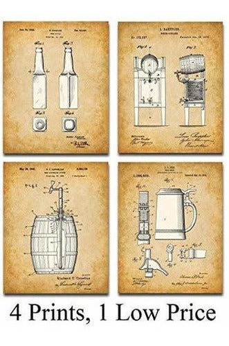 Impresiones de arte originales de patente de cerveza