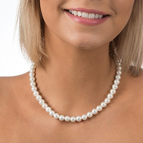 Pavoi Collar De Perlas De Concha Simulada De Plata Esterlina