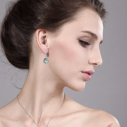 Pendientes De Plata Esterlina Con Aguamarina