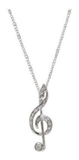 Collar Colgante De Clave De Sol De Tono Plateado