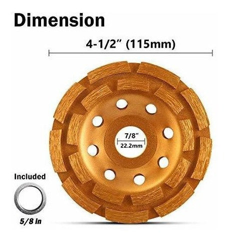 rueda de Molienda con copa de diamante de doble fila
