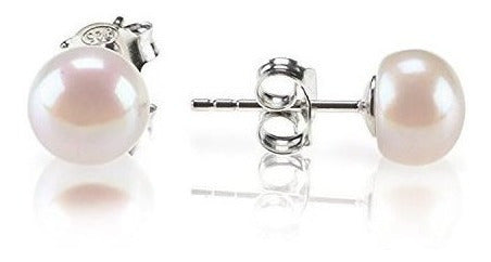 Pendientes De Perlas Cultivadas De Agua Dulce De Plata De