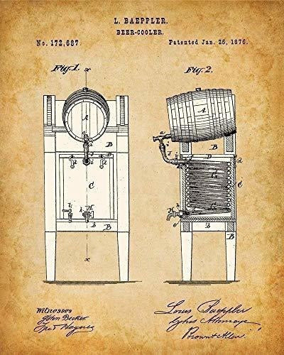 Impresiones de arte originales de patente de cerveza