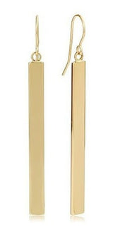 Aretes Colgantes De Barra De Oro Amarillo De 14 K