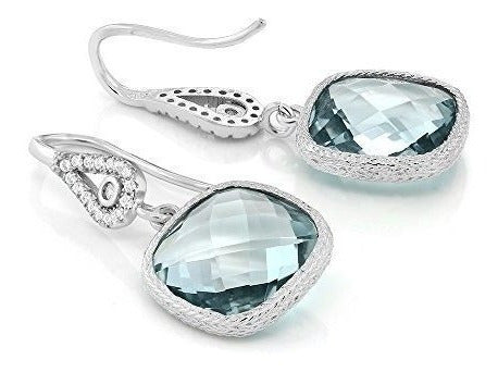 Pendientes De Plata Esterlina Con Aguamarina