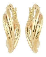 Pendientes De Aro Doble De Oro Amarillo De 14 K De