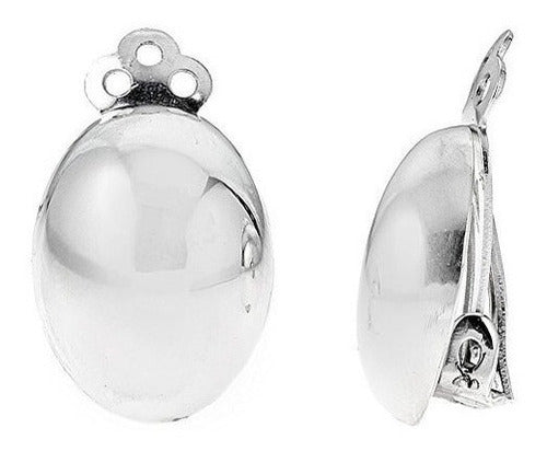Pendientes De Plata De Ley Ovalados Con Clip 13x16 Mm