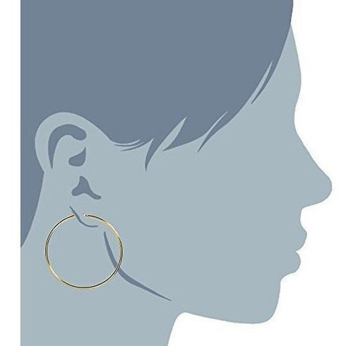 Pendientes De Aro De Tubo Redondo Brillante De Oro Amarillo
