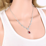 Set Collar + Pendientes bañado en plata con Rubi Rojo