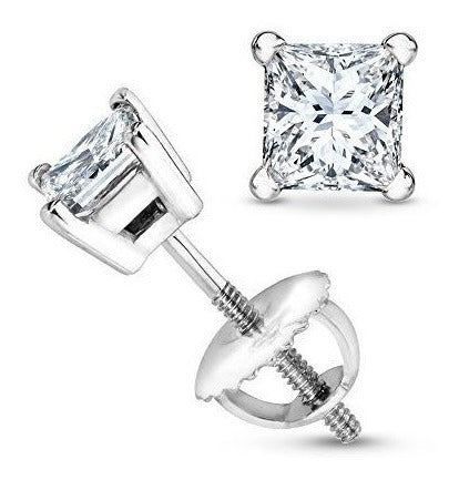 Pendientes de botón de diamante solitario de 1/3 quilates