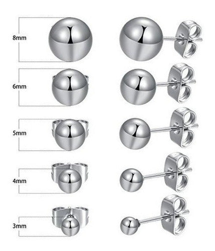 Mdfun 5 Pares De Aretes De Bola De Acero Inoxidable