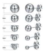 Mdfun 5 Pares De Aretes De Bola De Acero Inoxidable