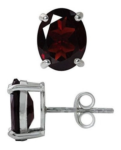 Aretes De Plata Esterlina 925 De Granate Natural