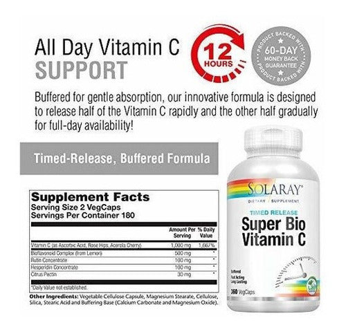 Super Bio C  500 Mg Tamponados - 360  Cápsula