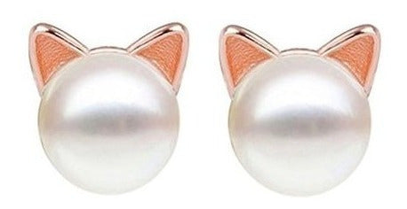 Pendientes de oreja de gato chapados en oro rosa