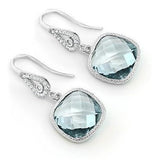 Pendientes De Plata Esterlina Con Aguamarina