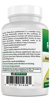 Best Natural Feverfew 380 Mg 180 Cápsulas