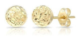 Aretes De Bola De Oro Amarillo De 14 K Con Corte De Diamante