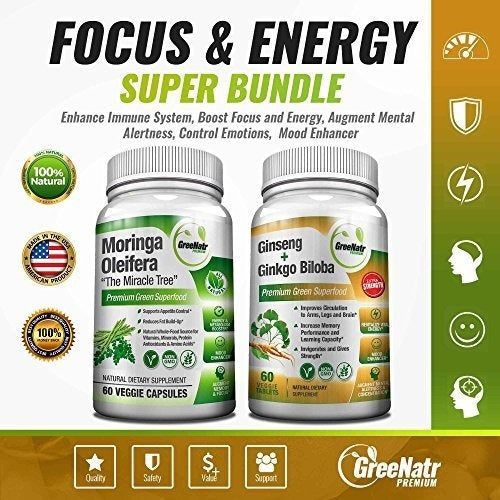 Paquete Focus + Energy | Tabletas De Panax Ginseng Y Ginkgo