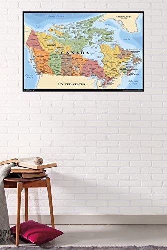 Póster De Pared De Trends Mapa Internacional de Canadá 22.375 X