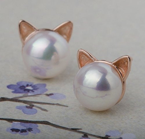 Pendientes de oreja de gato chapados en oro rosa