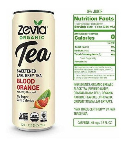 Zevia Organic Earl Grey Tea Orange Blood, 12 unidades, Bebida