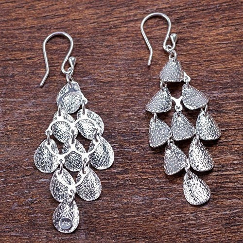 Pendientes Largos De Plata De Ley, 'lluvia