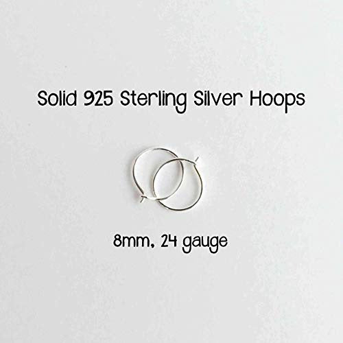 Mini Aros De Plata Esterlina De 8 Mm Calibre 24