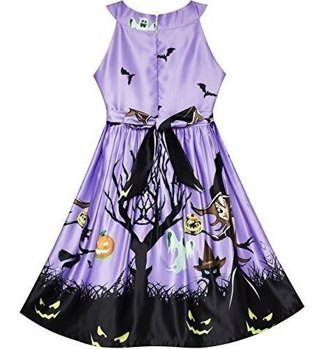 Vestido Para Niñas Fiesta De Halloween Bruja Murciélago