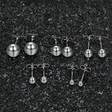 Mdfun 5 Pares De Aretes De Bola De Acero Inoxidable