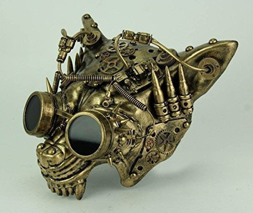 Mad Dog Metallic Gold Steampunk Wolf Mascarilla