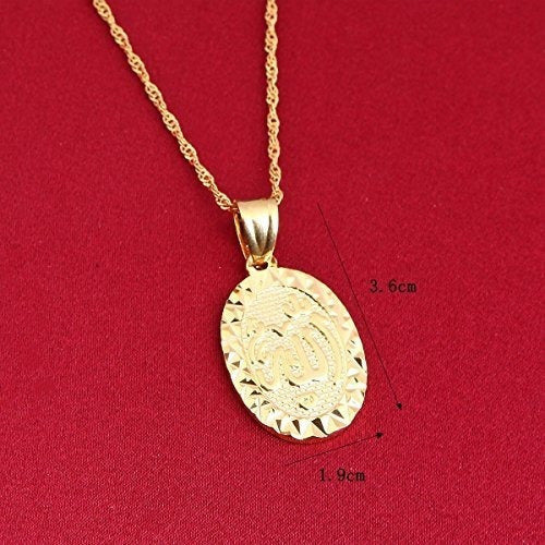 Collar Con Colgante Ovalado Islámico En Oro De 24k