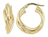 Pendientes De Aro Doble De Oro Amarillo De 14 K De