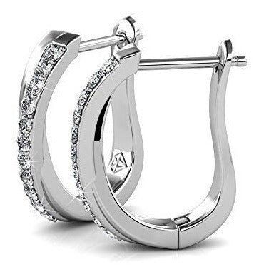 Pendientes De Aro Chapados En Oro Blanco De 18 Quilates Cate