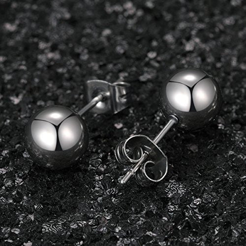 Mdfun 5 Pares De Aretes De Bola De Acero Inoxidable