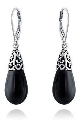 Aretes con lágrima de ónix negro