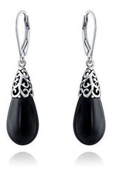 Aretes con lágrima de ónix negro