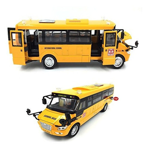 9 Pull Back School Bus Light Up and Sounds Vehículos De