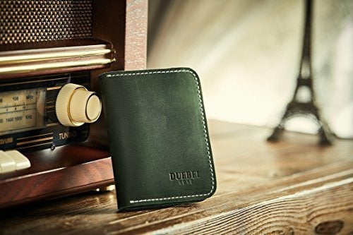 Cartera Delgada De Cuero Con Bolsillo Frontal