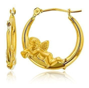 Aretes con cierre de bisagra de oro macizo de 14K