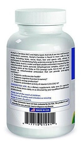 Best Naturals Acetil L-carnitina Y Ácido Alfa Lipoico 750 Mg